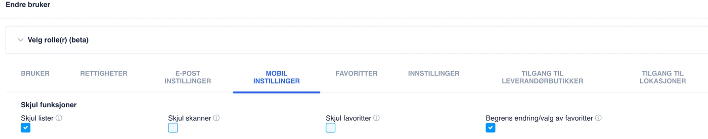 Fanen Mobil instillinger