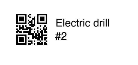 A finished tool label with QR code and name