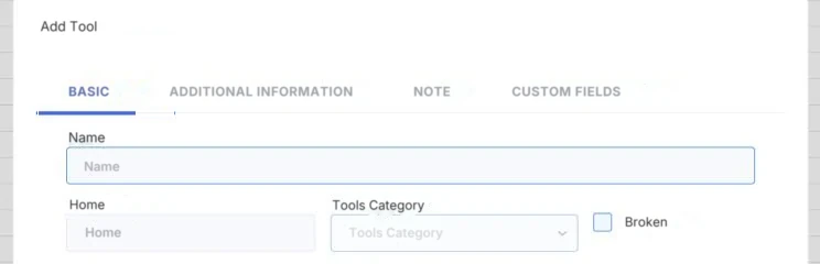 The Add Tool dialog, Basic tab
