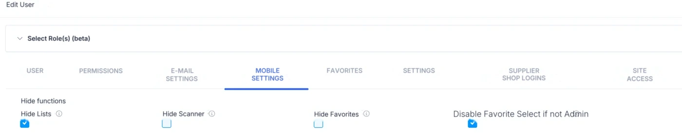 The Mobile Settings tab